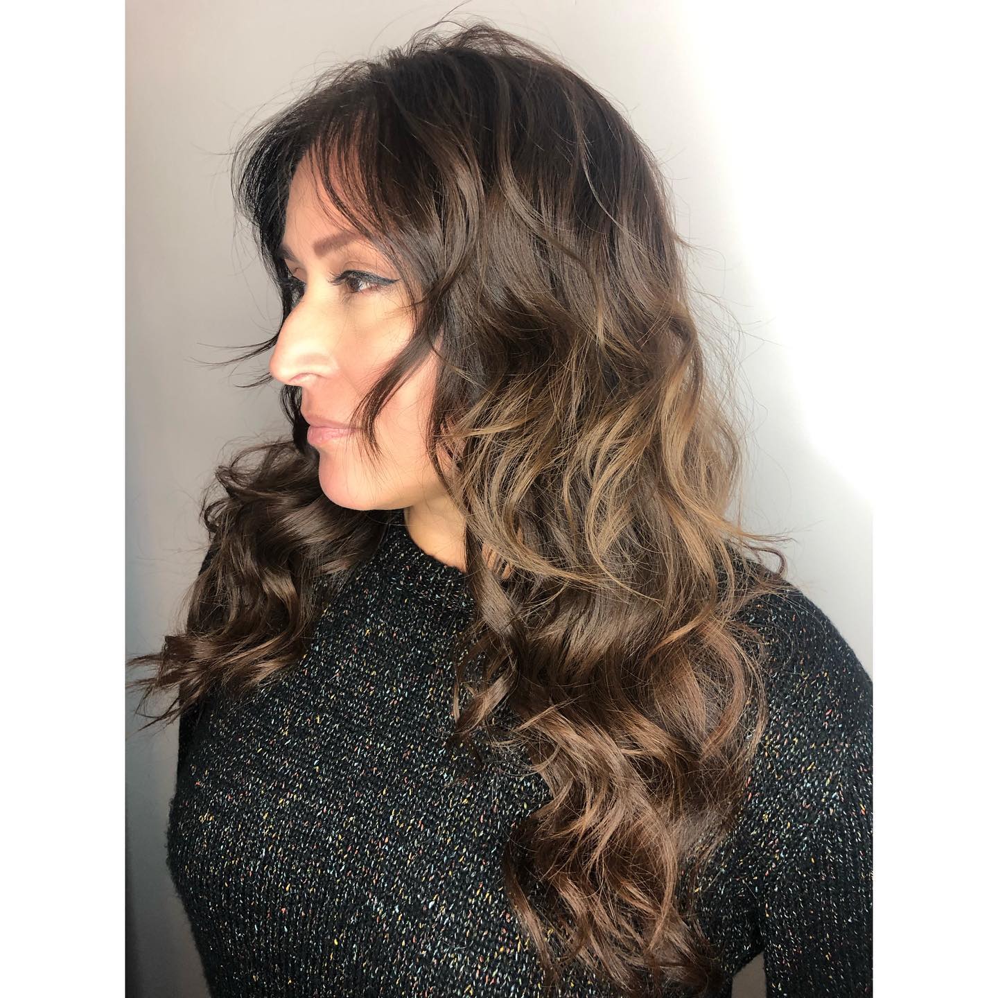 Warm Brown Long Wavy Shag with Subtle Highlights