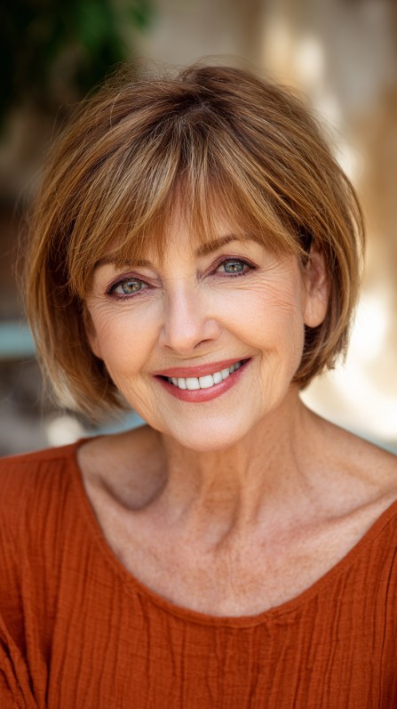 Warm Caramel Tousled Bob