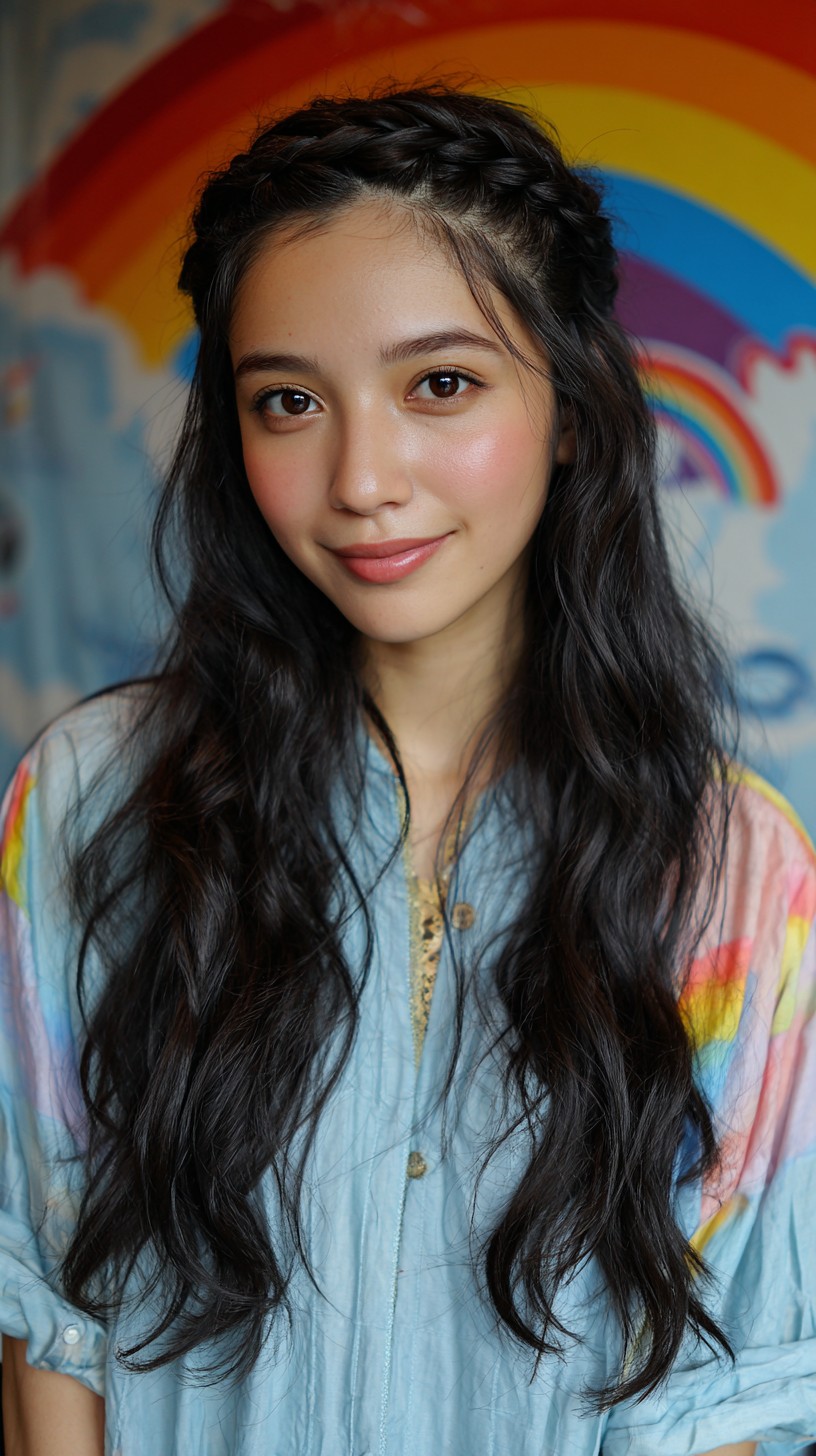 Bohemian Braided Crown with Natural Waves