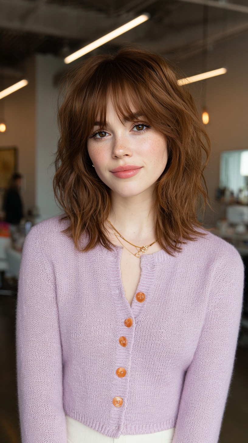 Charming Chestnut Layers with Soft Fringe
