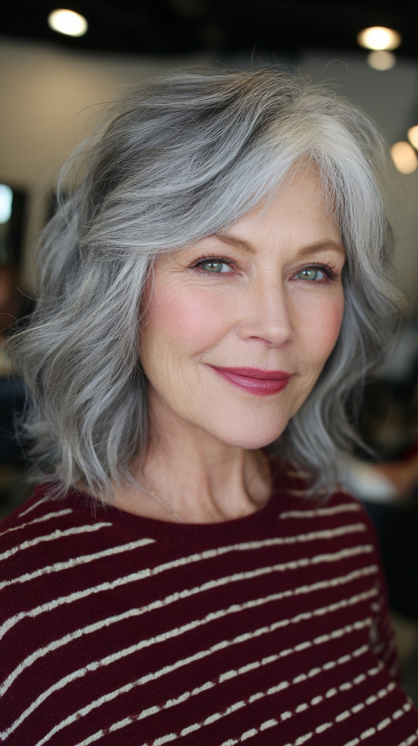 Charming Grey Voluminous Layered Cut