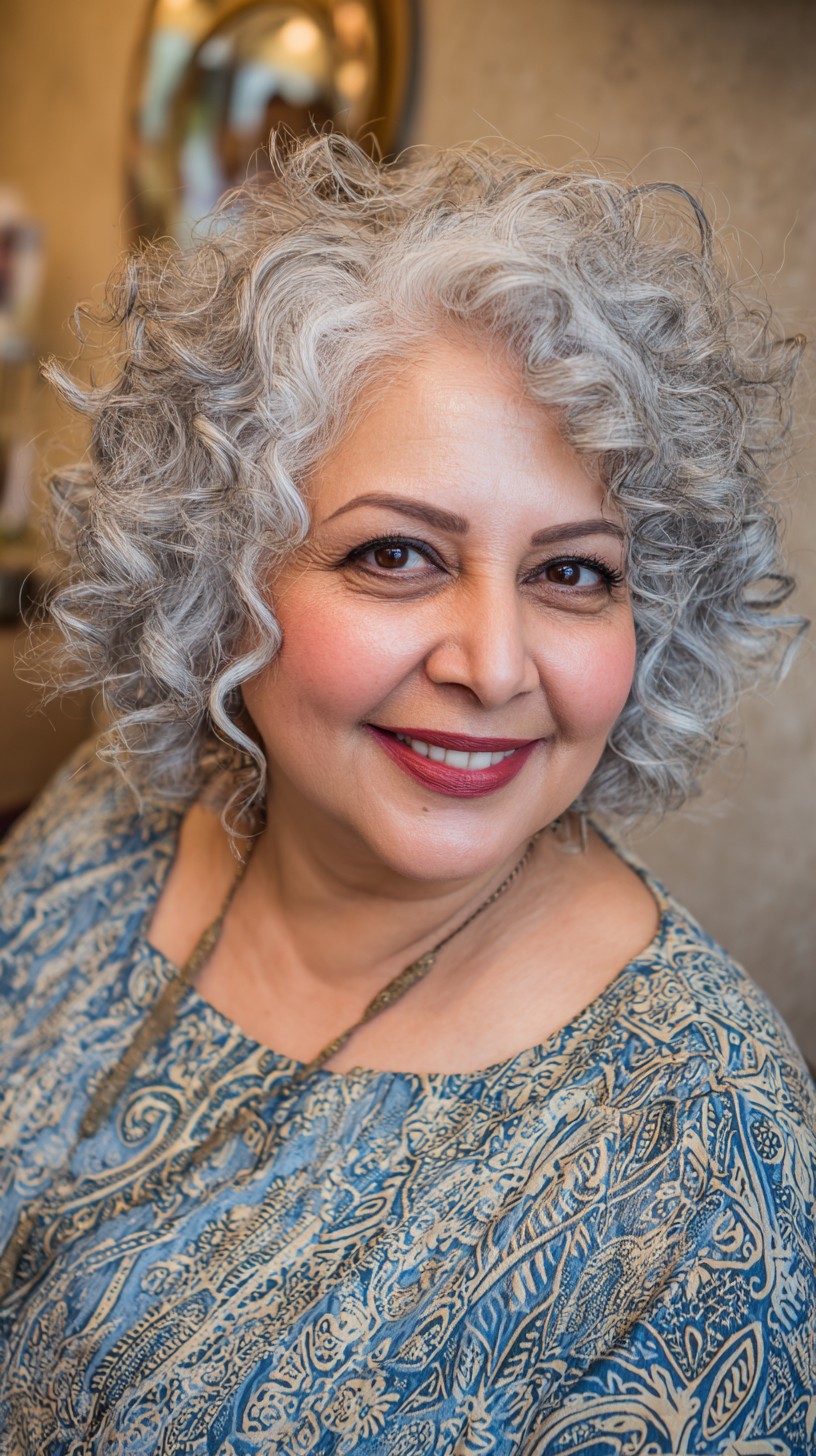 Charming Silver Spiral Curls with Voluminous Texture