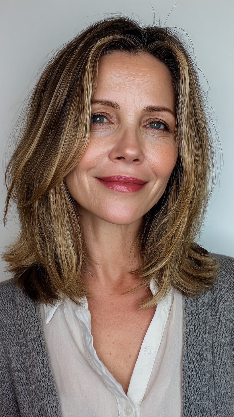 Chic Blonde Layered Lob with Face-Framing Highlights