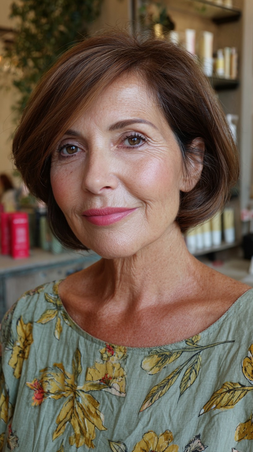 Chic Brunette Bob with Soft Twirls