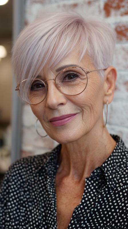 Chic Pastel Pink Pixie with Soft Side Fringe