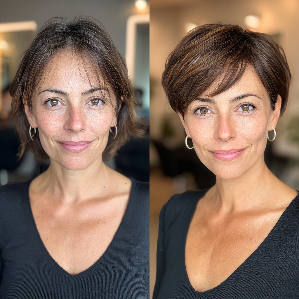 Chic Short Brunette Layered Pixie