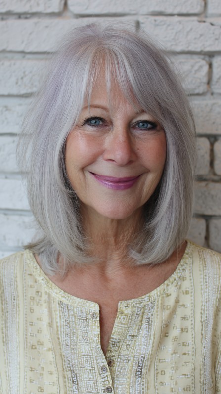 Chic Silver Layered Bob for Fine Hair