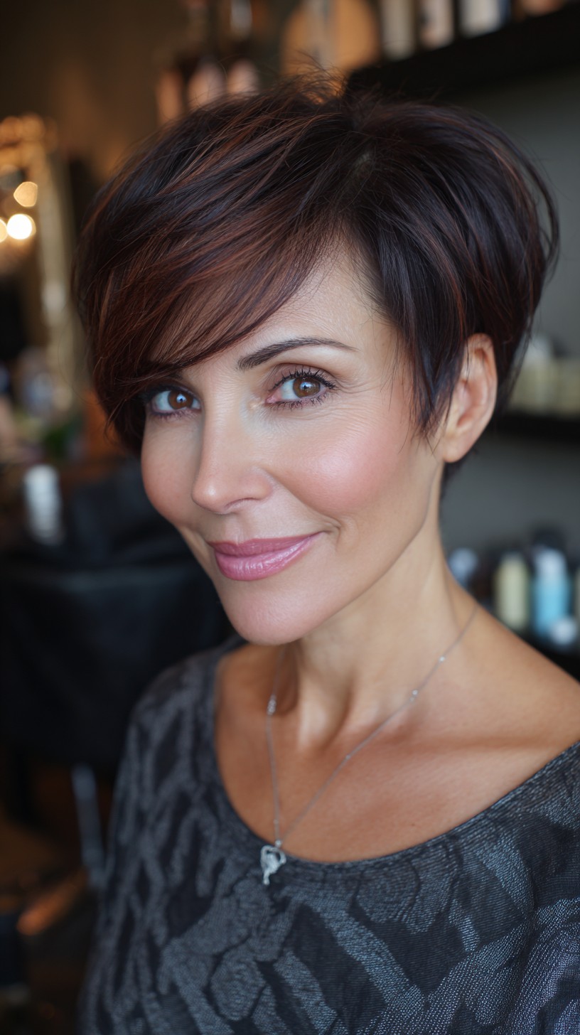 Chic Tousled Auburn Pixie with Voluminous Texture