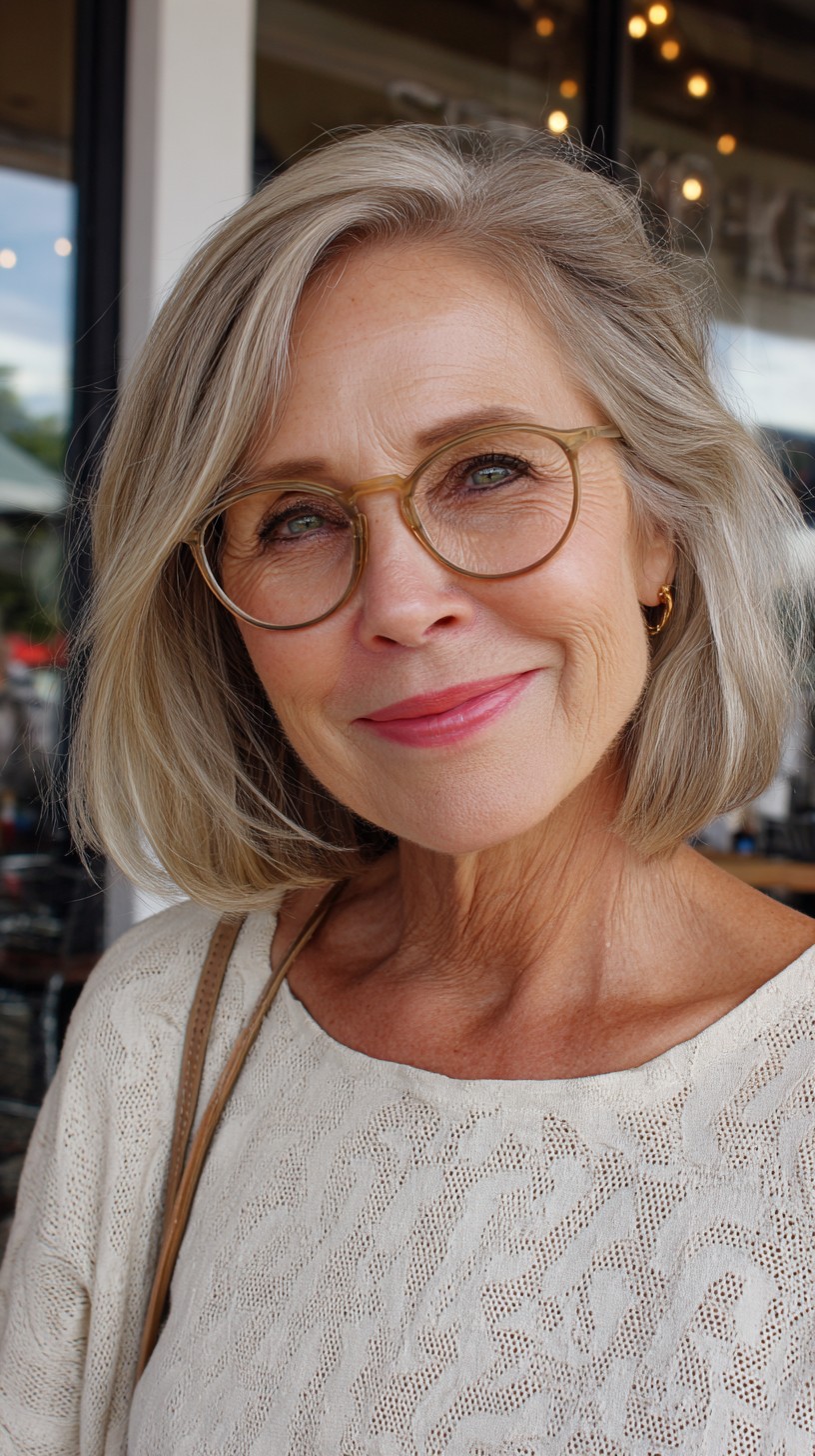 Classic Soft Layered Bob for Silver Hair