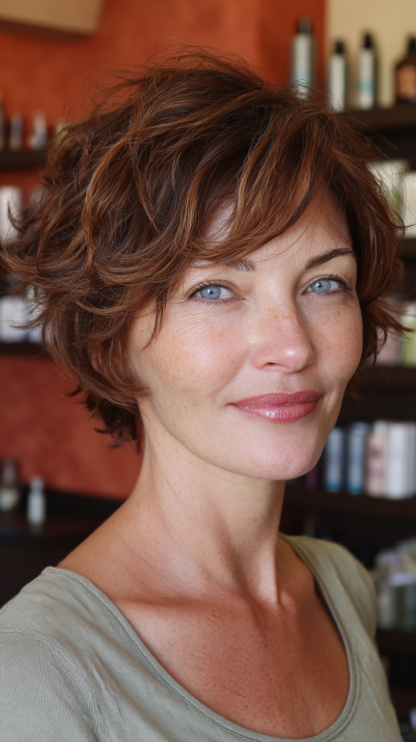 Effortless Brunette Tousled Waves