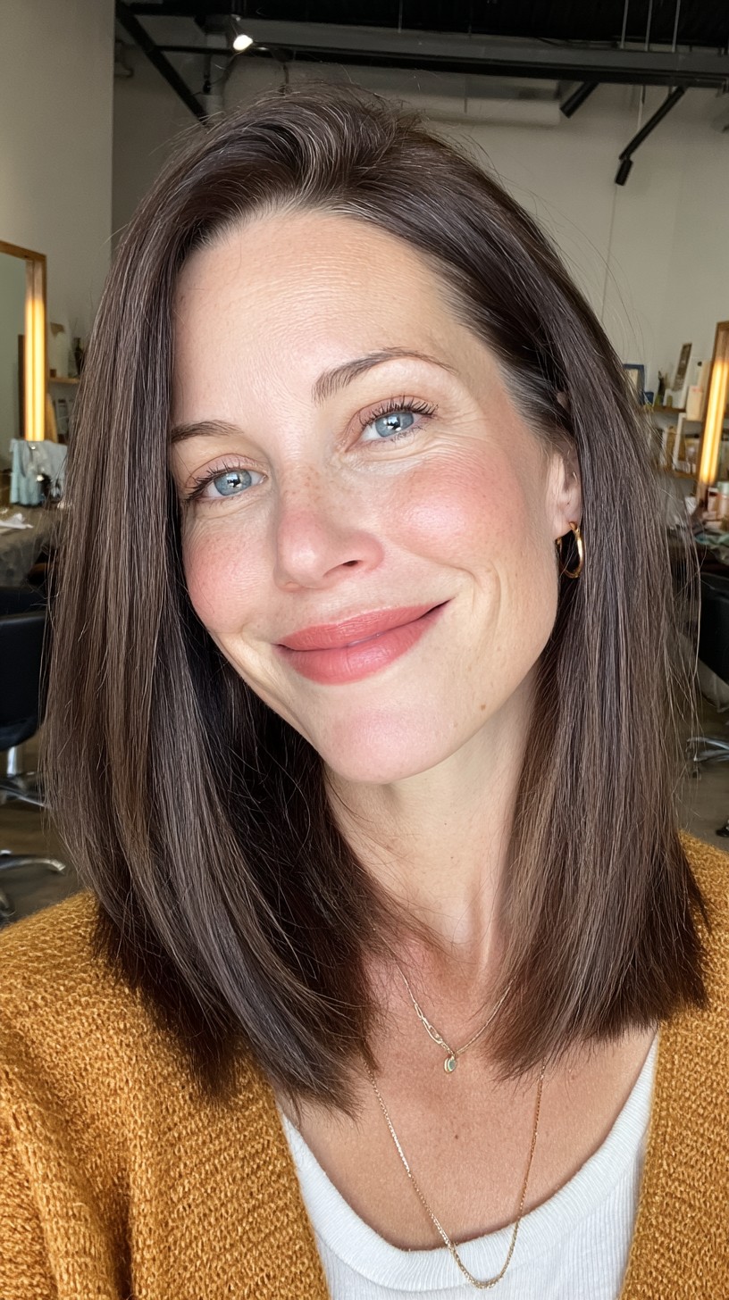 Effortless Chocolate Bob with Subtle Highlights