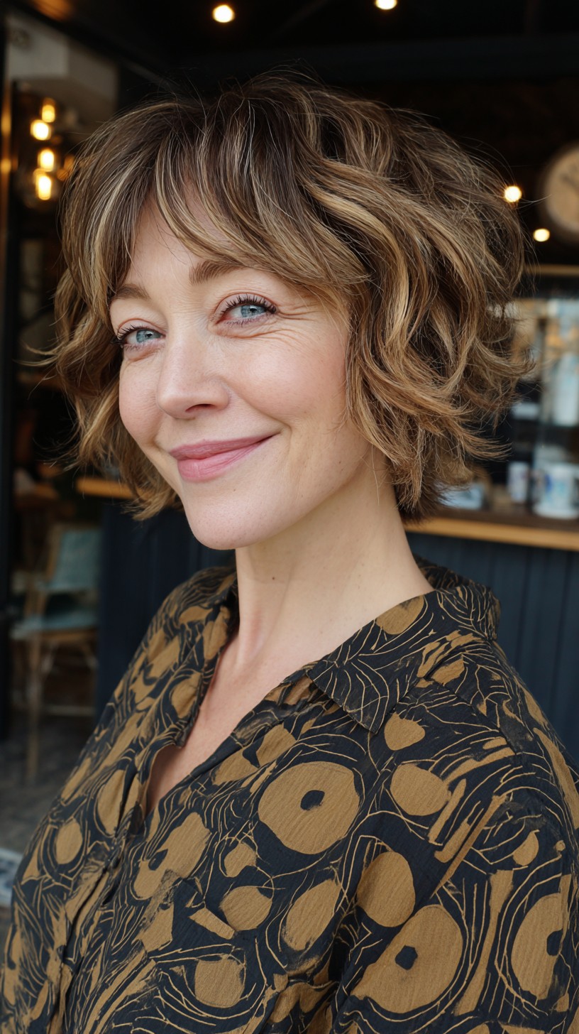 Effortless Golden-Tousled Bob with Wispy Bangs