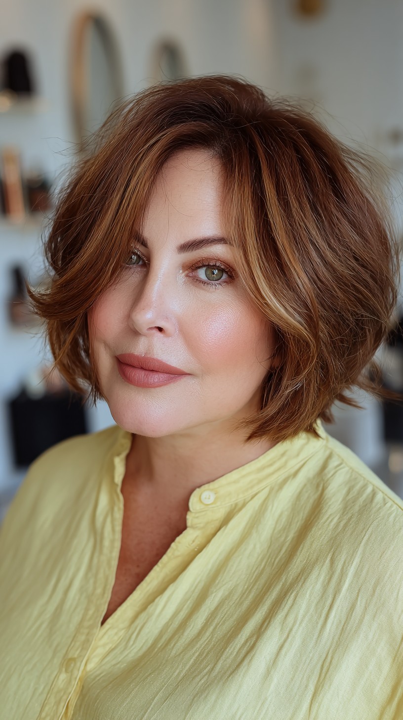 Effortless Tawny Textured Bob for Vibrant Polish