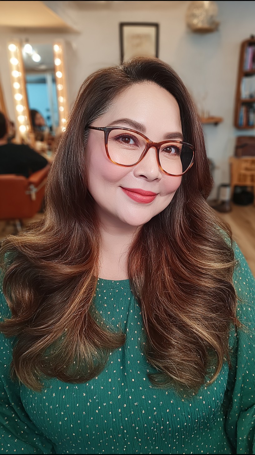 Elegant Auburn Waves with Subtle Highlights