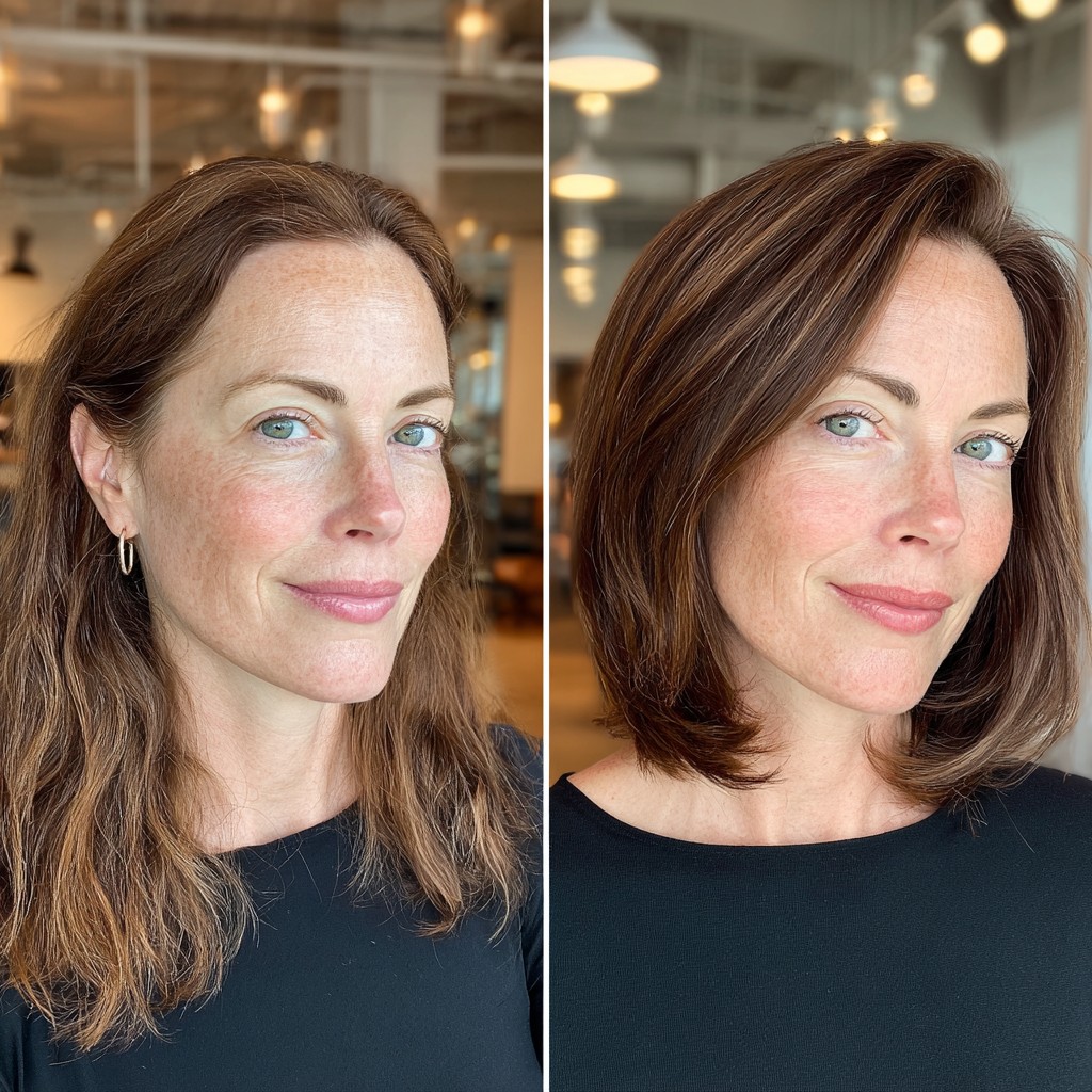 Elegant Brunette Transformation with Soft Contouring Layers
