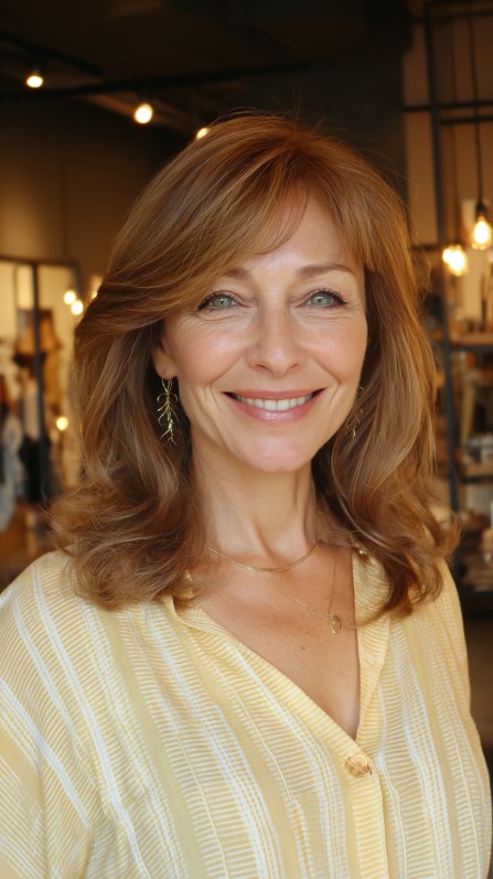 Elegant Golden Layers with Cascading Side Bangs