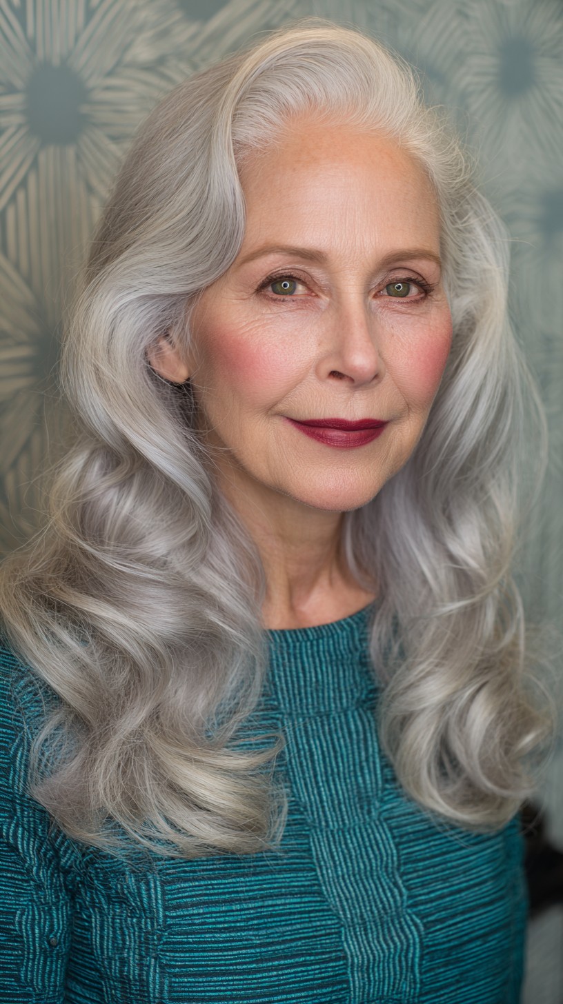 Graceful Silver-Hued S-Waves for Mature Women