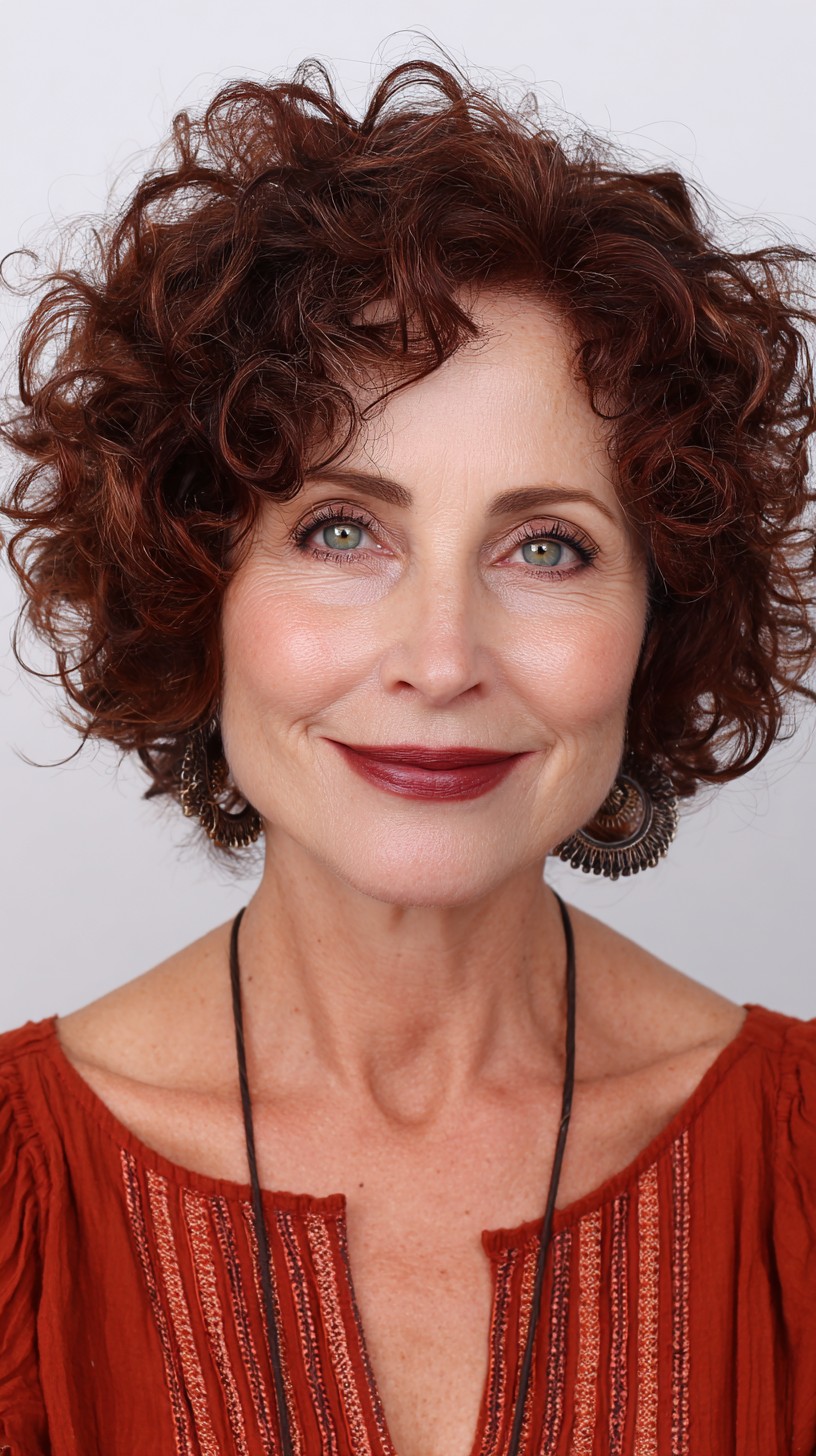 Lush Auburn Tendril Bob with Volume at the Crown