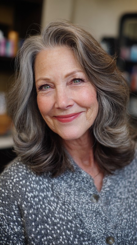 Luxurious Grey Waves with Soft Voluminous Layers