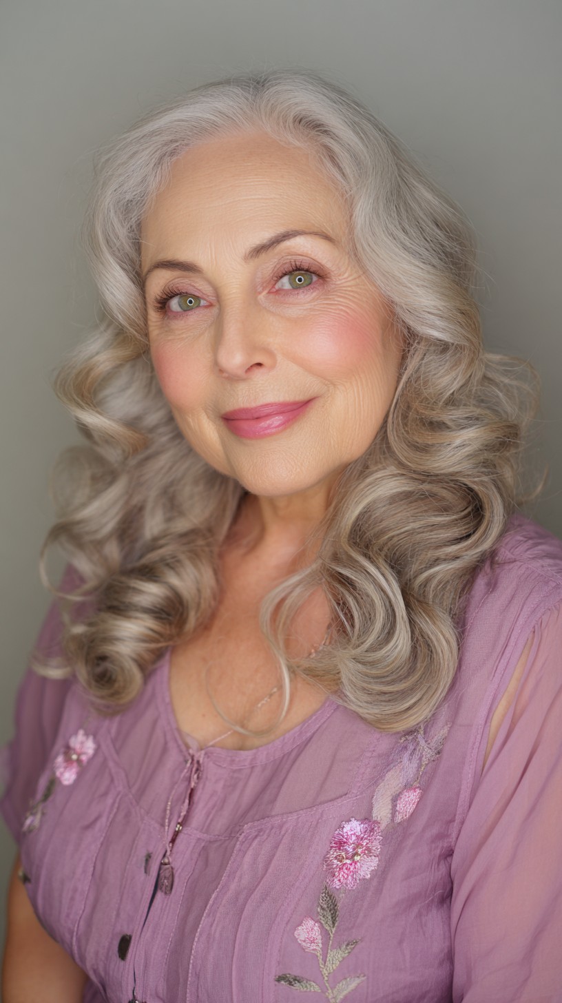 Luxurious Silver Waves with Lilac Undertones