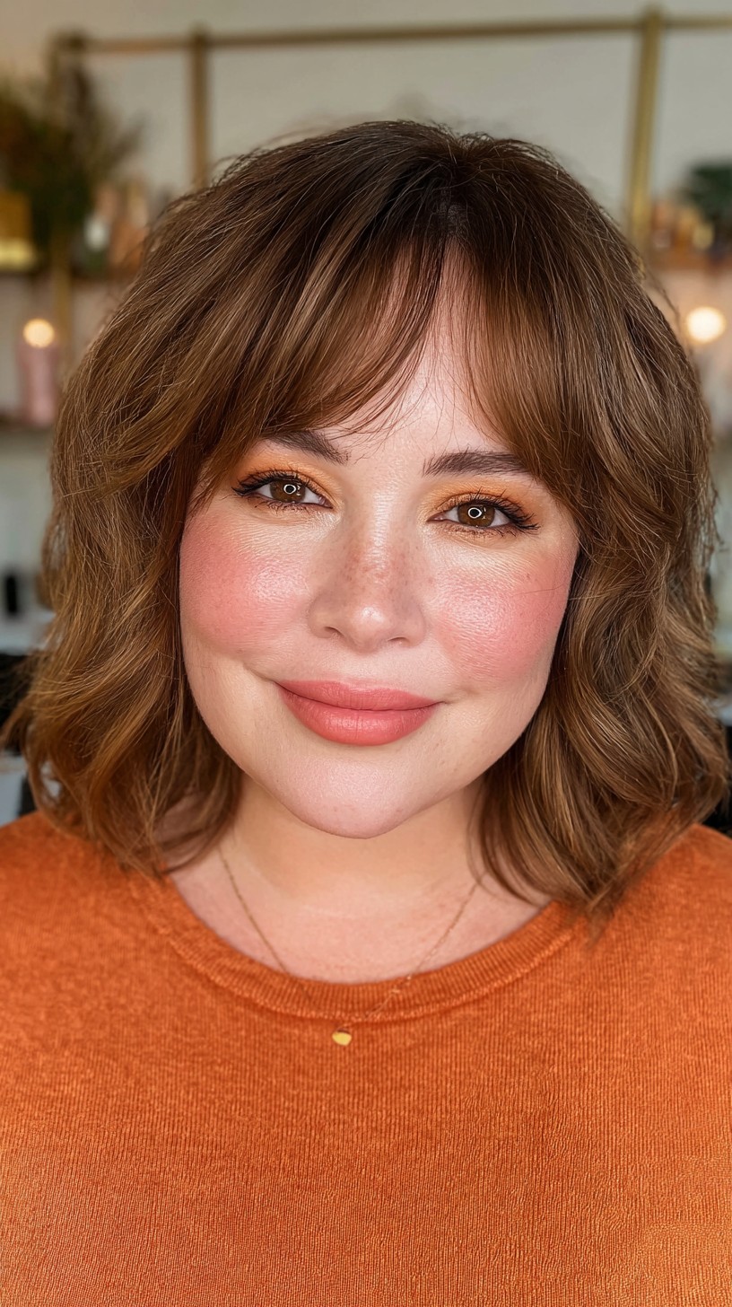 Modern Soft Copper Shag with Bangs