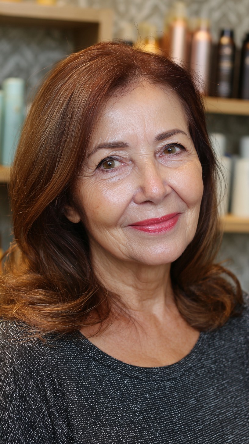 Natural Auburn Waves with Gentle Flip