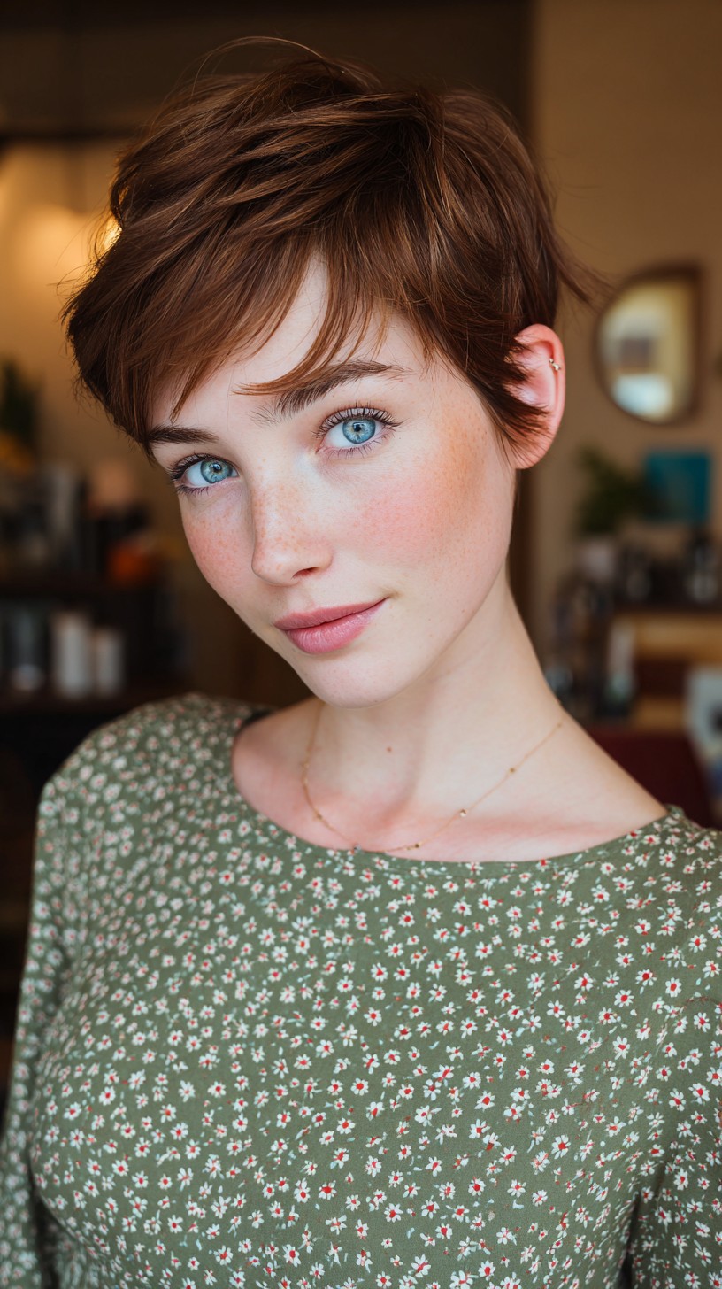 Playful Auburn Pixie with Textured Layers