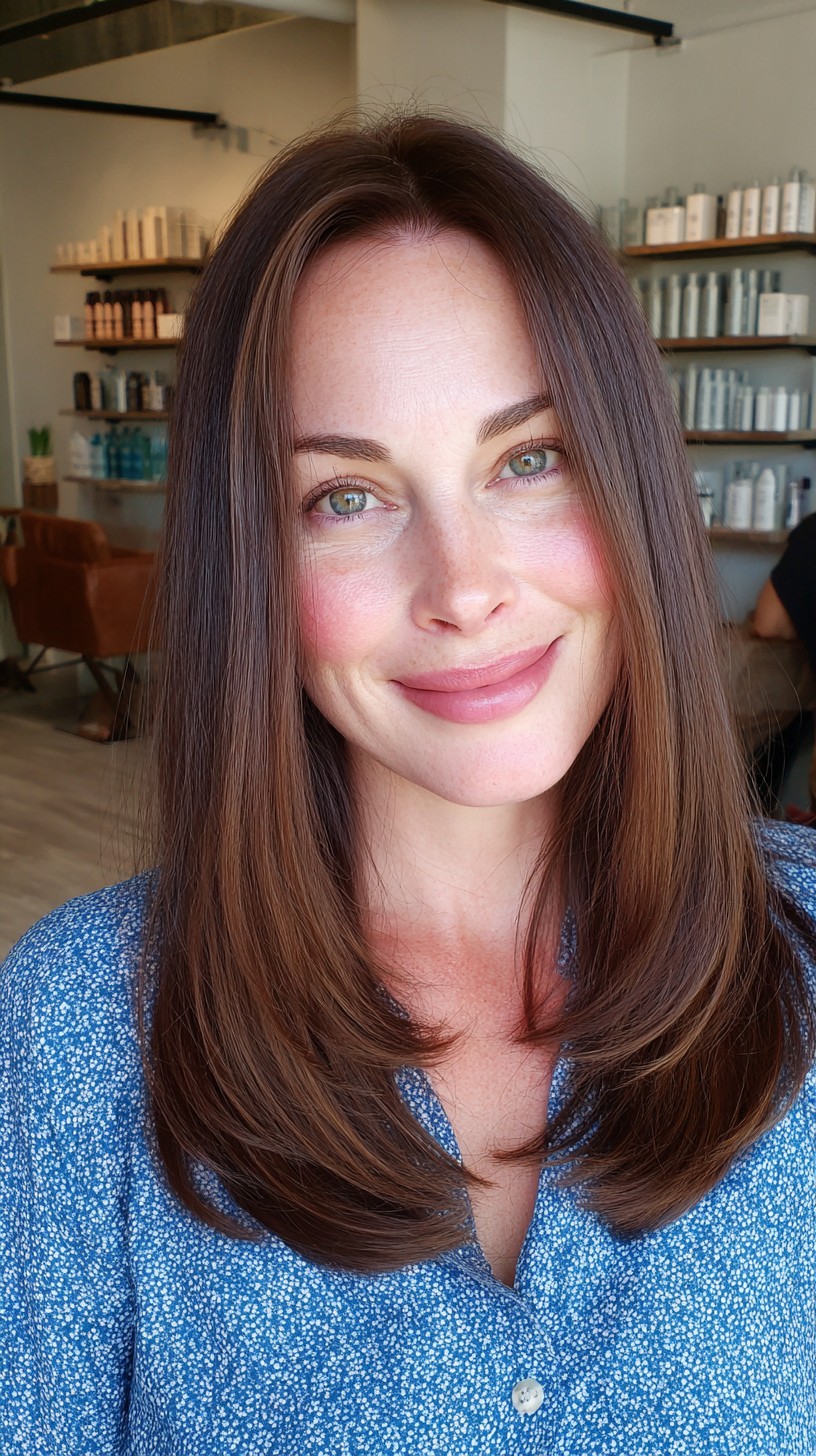 Polished Chestnut Cascade with Textured Ends