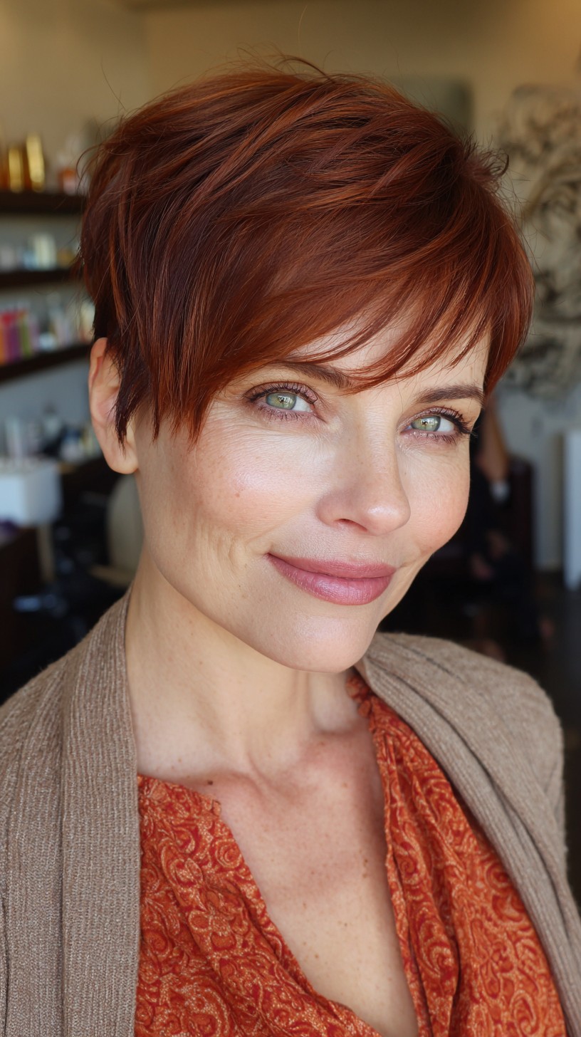 Radiant Auburn Textured Pixie