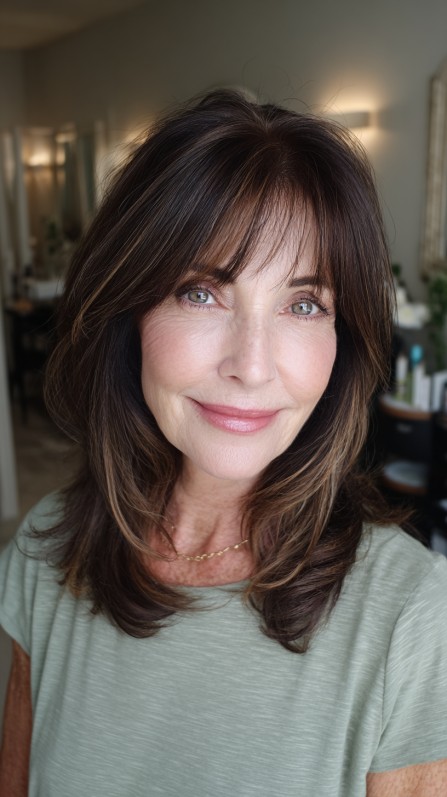 Rich Brunette Textured Layers with Subtle Highlights