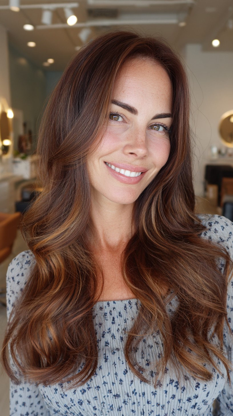 Rich Chestnut Waves with Soft Blending