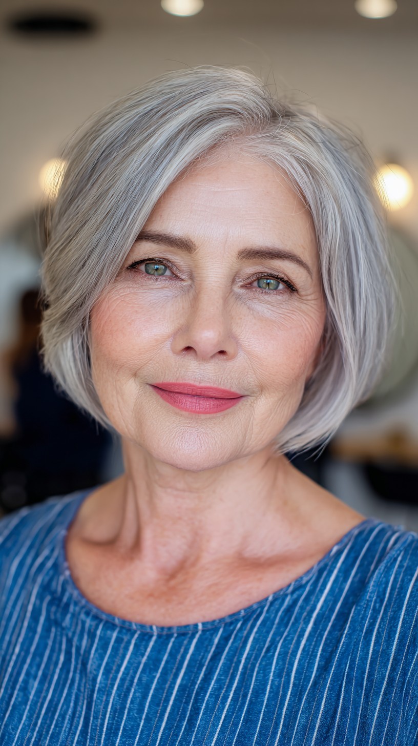 Silky Smooth Silver Lob with Soft Waves