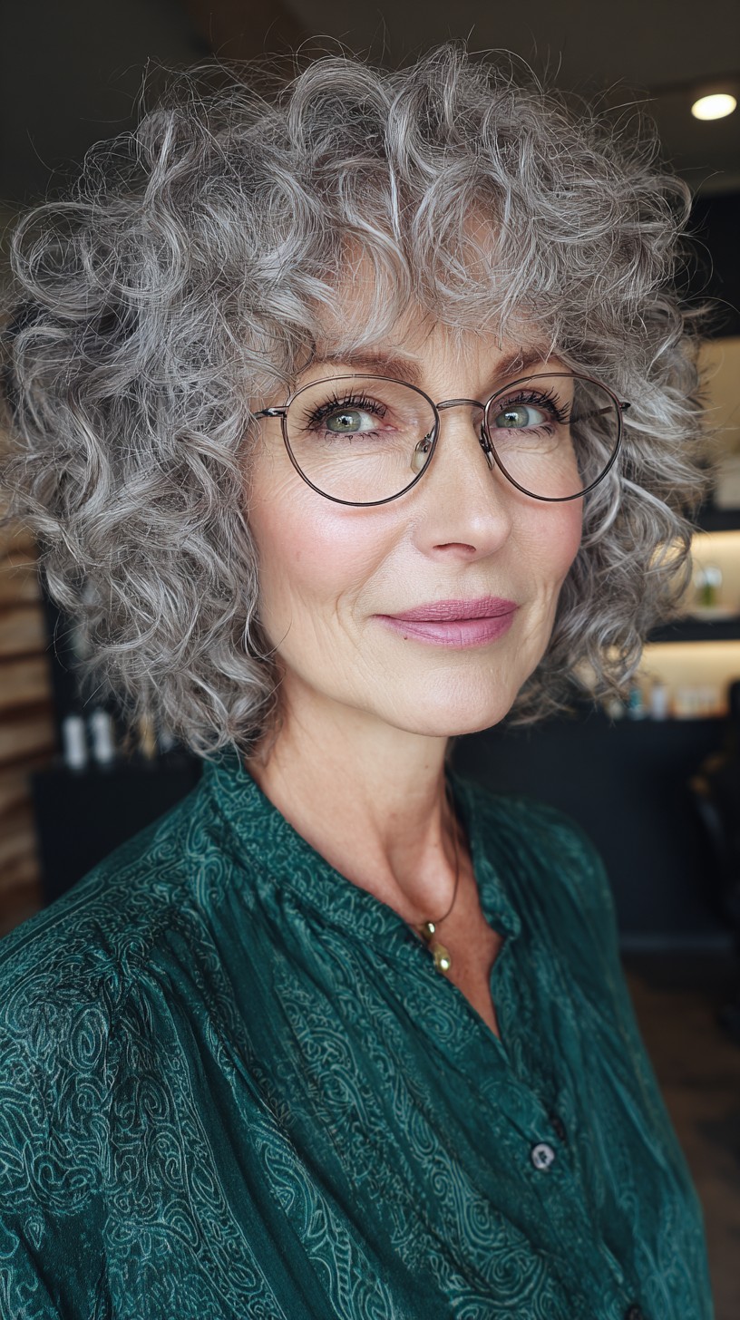 Silver Curls with Gentle Bob Frame