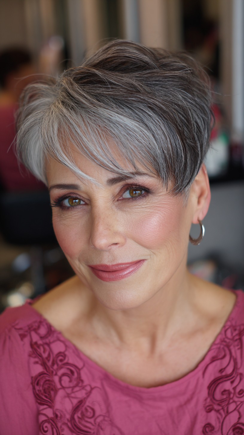 Silver Slate Pixie with Feathered Layers