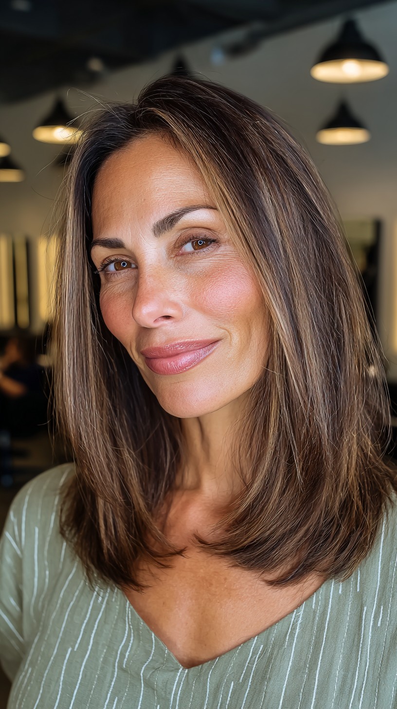 Sleek Chestnut Layers with a Subtle Face Frame