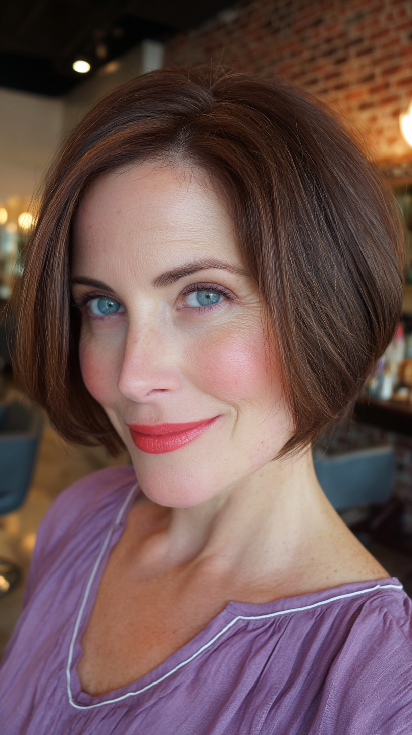 Sleek Copper Bob with Soft Tapered Edges