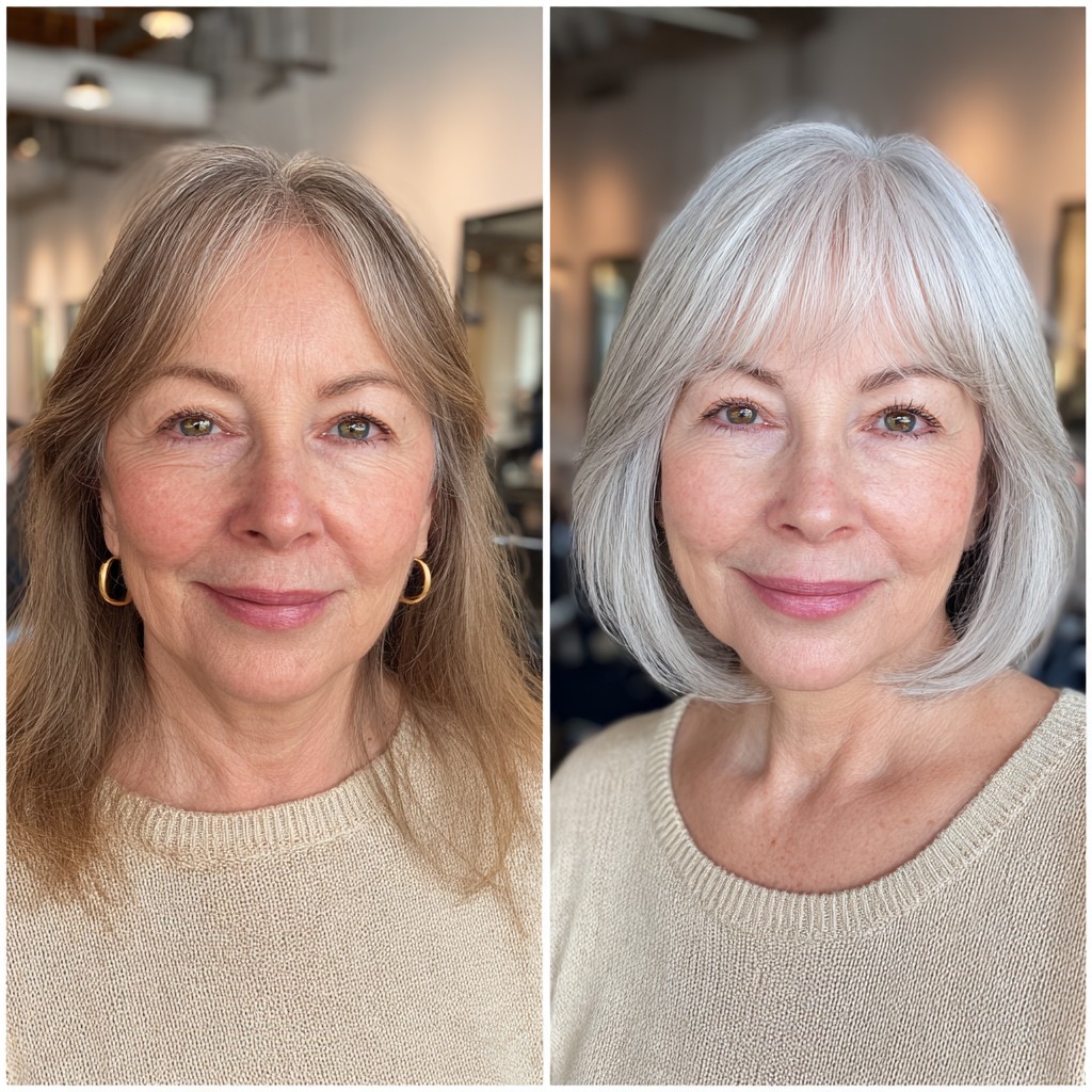 Sleek Silver Bob Transformation