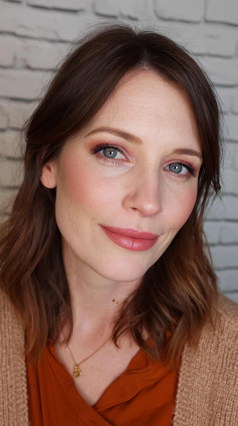 Soft Chestnut Waves with Delicate Face-Framing Layers