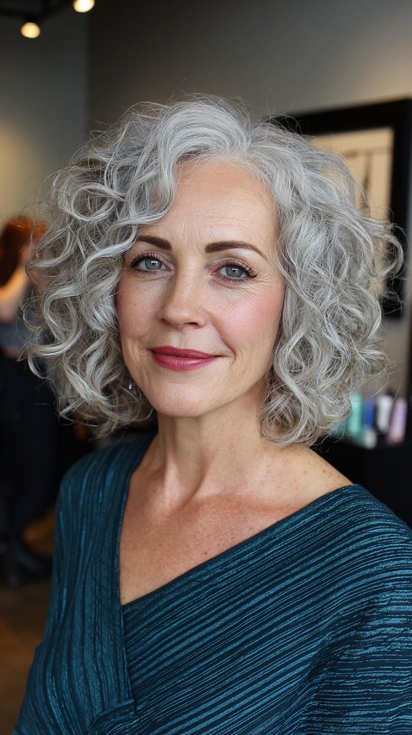 Soft Grey Curls with Defined Spirals