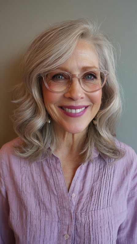 Soft Lavender Tinted Waves with Feathered Ends