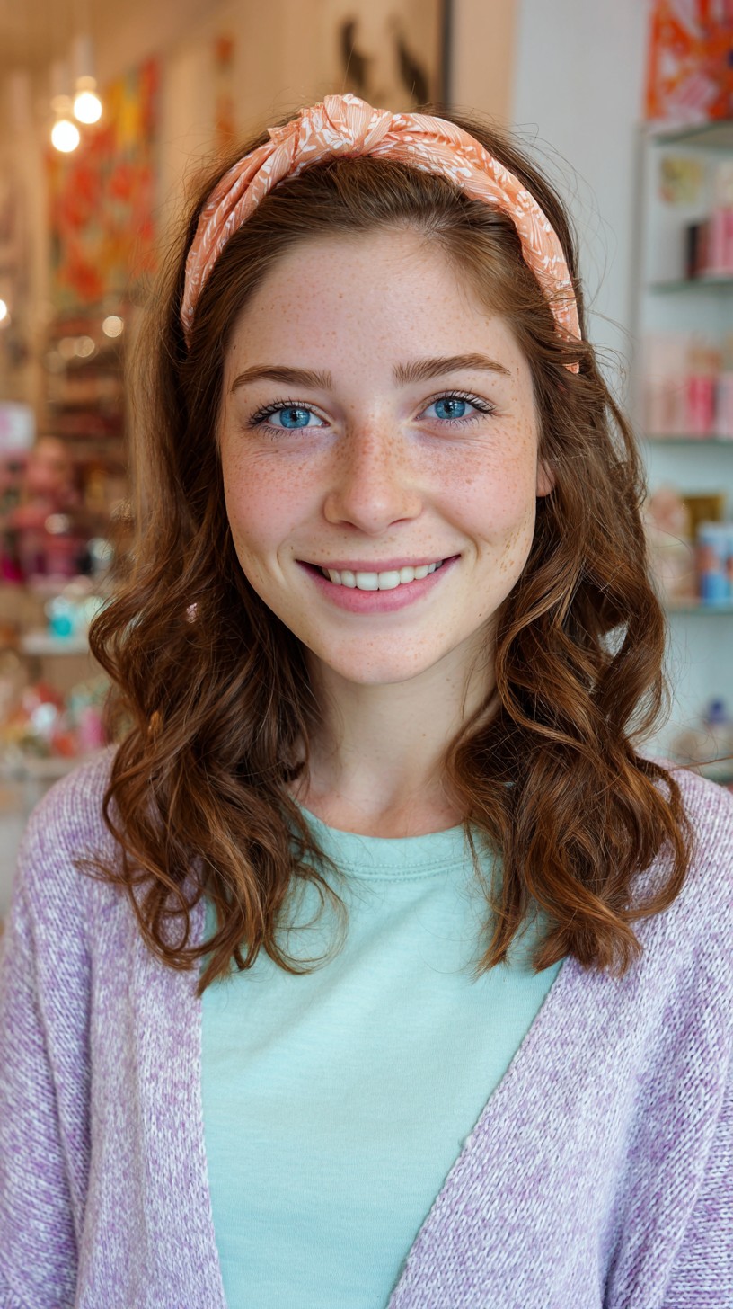 Soft-Tousled Waves with Bright Fabric Headband