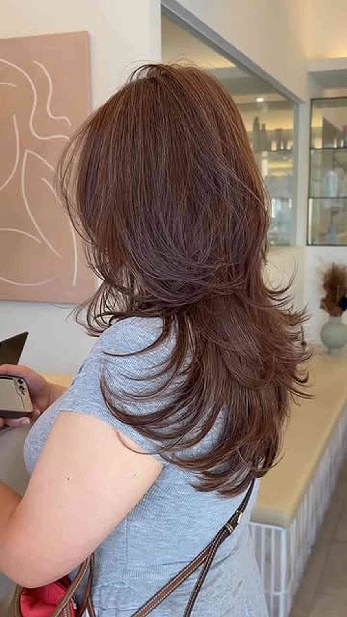 Stylish Brown Jellyfish Cut with Feathered Layers