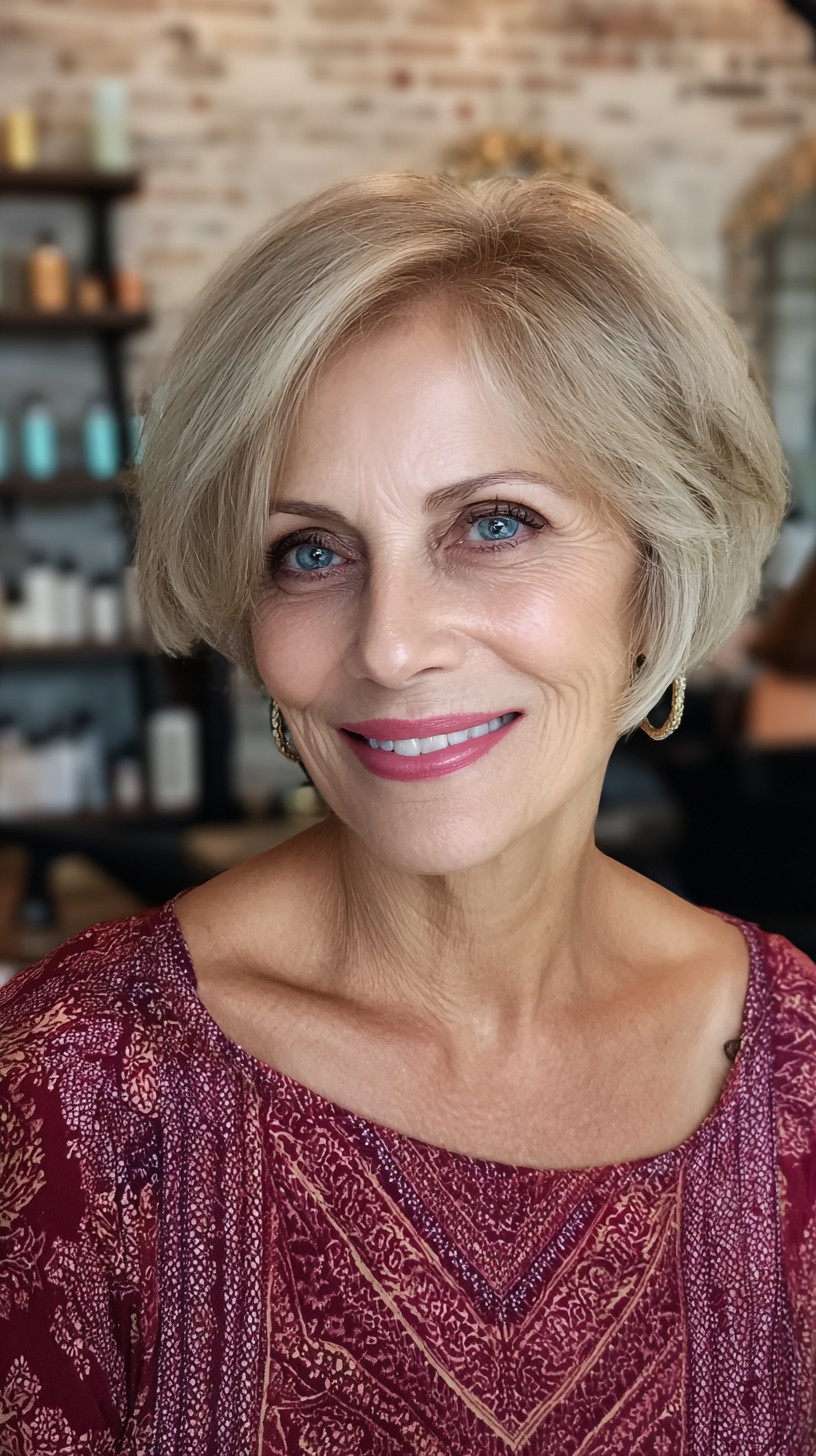 Stylish Golden Blonde Bob with Subtle Texturing