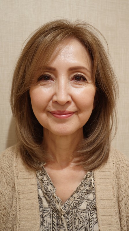 Subtle Honey-Caramel Layers with Wispy Side Bangs