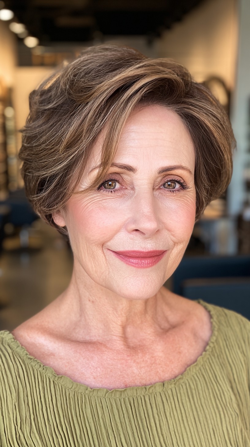 Textured Chestnut Bob with Voluminous Waves