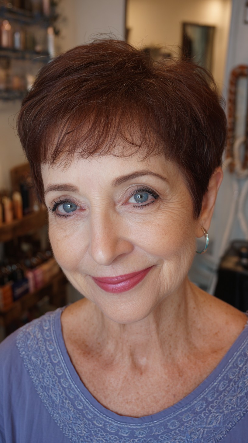 Vibrant Auburn Pixie with Textured Layers
