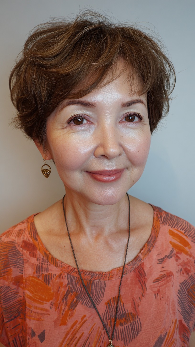 Warm Auburn Waves with Tapered Neckline