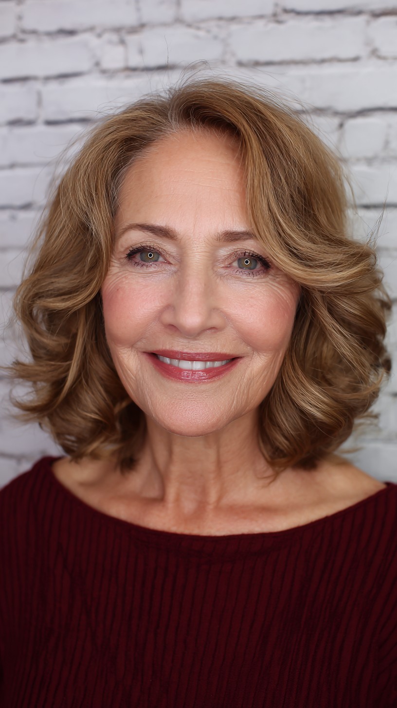 Warm Chestnut Curls with Soft Voluminous Waves