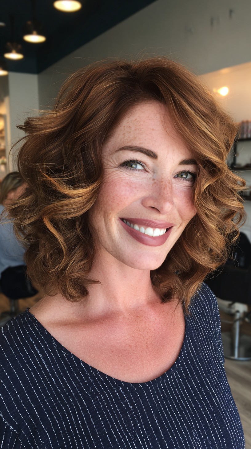 Bouncy Auburn Bob with Delicate Curls