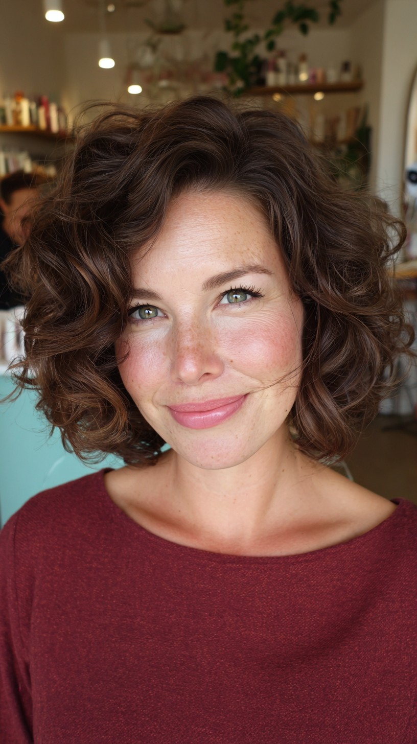 Bouncy Brunette Bob with Luminous Highlights